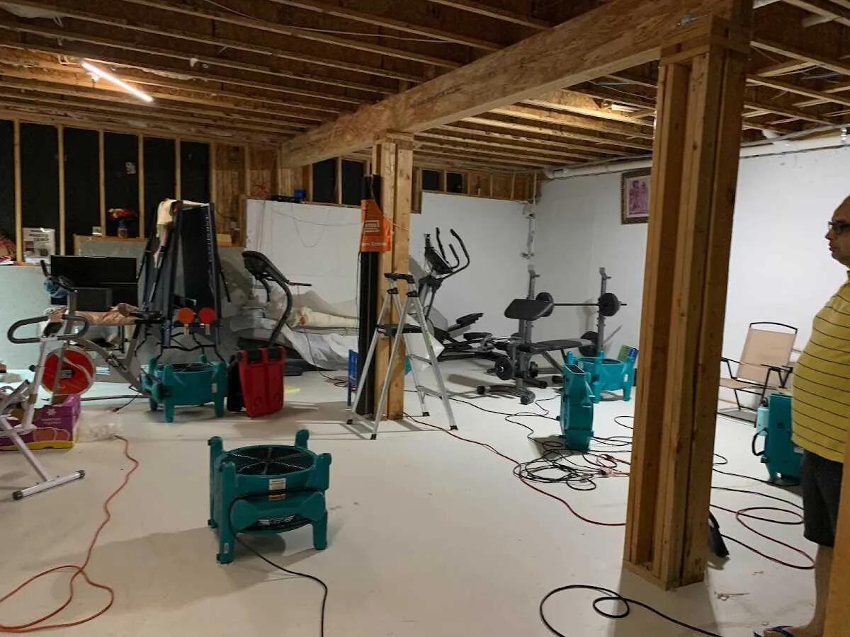 Basement drying equipment setup for Contents Cleaning & Restoration in Lovington